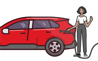 Female filling up car